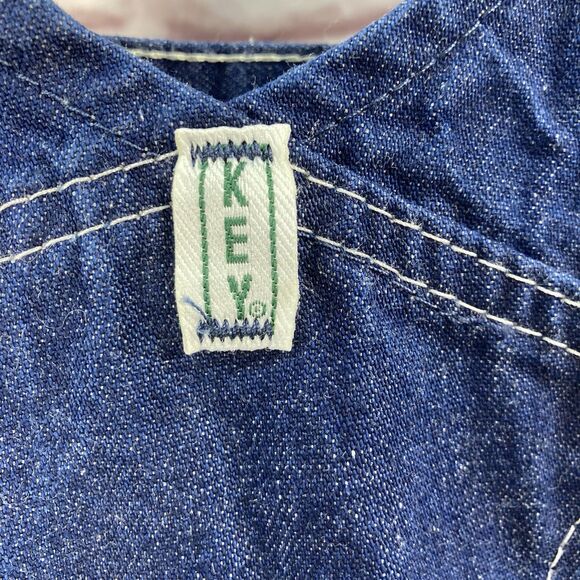 Mens KEY IMPERIAL Carpenter Bib Overalls 38x32 Denim Blue Utility Workwear - Picture 11 of 16